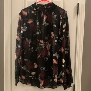 Torrid Dark Floral Long Sleeve Blouse
